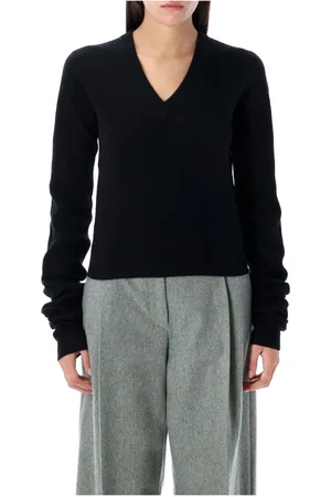 THE GARMENT Strik, Dame, Sort, XS, Uld, Sort Strik V-Hals Sweater Aw24