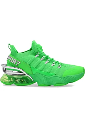 Philipp Plein Sko, Herre, Grøn, 46 EU, Polyester, Grøn Fluo Tiger Attack Gen. X Sneaker