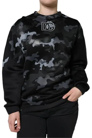 Dolce & Gabbana Sweathshirts & Hoodies, Dame, Flerfarvet, 3XS, Nylon, Camouflage Logo Rund Hals Sweater