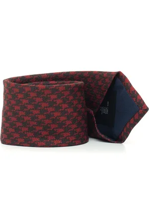 corneliani Tilbehør, Herre, Rød, ONE SIZE, Uld, Hundetand Design Uld Silke Slips