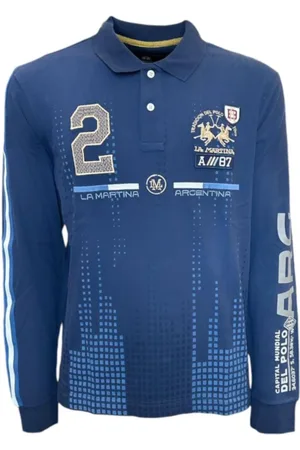 La Martina Top, Herre, Blå, M, Bomuld, Replica Heavy Polo Shirt med Logo
