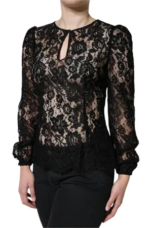 Dolce & Gabbana Bluser & Skjorter, Dame, Sort, XS, Nylon, Sort Blonde Langærmet Top med Lynlås