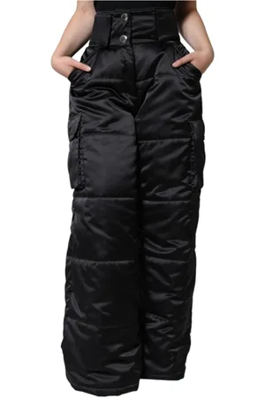 Dolce & Gabbana Bukser, Dame, Sort, XS, Polyester, Sort Boot Cut Bukser Høj Talje