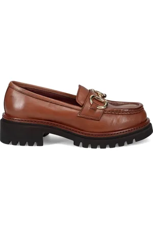 Calpierre Sko, Dame, Brun, 38 EU, Læder, Brune Læder Loafers til Kvinder