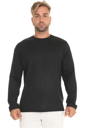 Gran Sasso Top, Herre, Sort, 2XL, Uld, Uld Langærmet Ensfarvet T-shirt