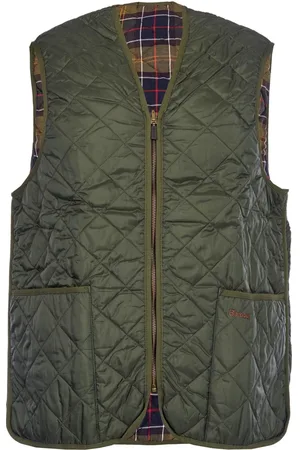 Barbour Jakke, Herre, Grøn, S, Nylon, Quiltet vest med tartanforing