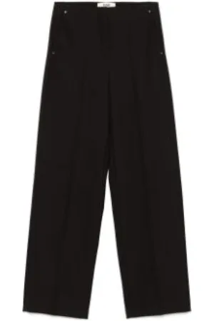 Fendi Bukser, Dame, Sort, 2XS, Uld, Aubergine Uldbukser