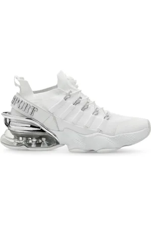 Philipp Plein Sko, Herre, Hvid, 42 EU, Polyester, Hvid Sølv Tiger Attack Gen. X.04 Sneaker