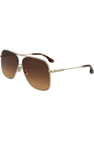 Victoria Beckham Tilbehør, Dame, Flerfarvet, 61 MM, Uld, Guld og Brun Metal Solbriller