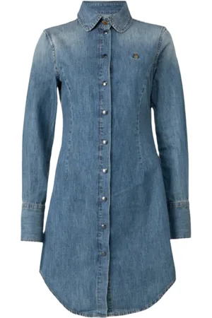 Vivienne Westwood Kjole, Dame, Blå, L, Denim, Blå Denim Kjole Chic Stil
