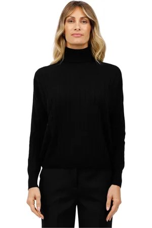 Gran Sasso Strik, Dame, Sort, S, Uld, Fladstrikket rullekrave sweater