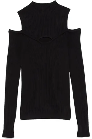 D.EXTERIOR Top, Dame, Sort, S, Uld, Sort Uld Kold Skulder Sweater