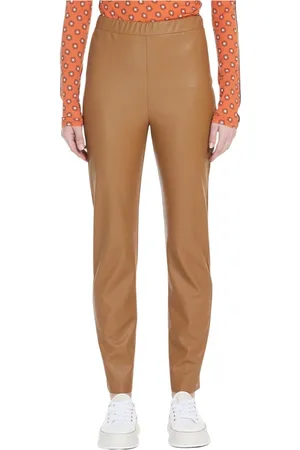Max Mara Bukser, Dame, Brun, XS, Bløde Jersey Leggings med Elastisk Talje