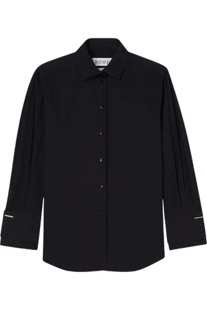 Rohe Bluser & Skjorter, Dame, Sort, 2XS, Bomuld, Sort Skjorte med Dobbelt Manchet