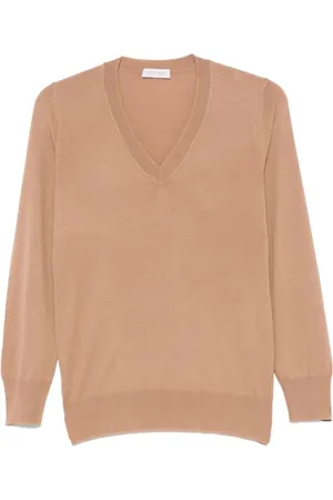 LE TRICOT PERUGIA Strik, Dame, Brun, M, Uld, Brun Uld V-hals Sweater