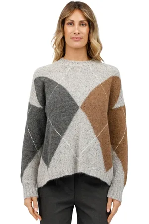 Gran Sasso Strik, Dame, Flerfarvet, M, Uld, Diamantmønster Rund Hals Sweater