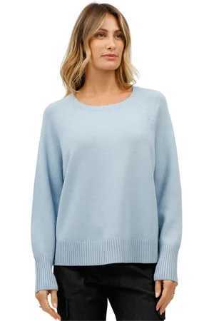 Gran Sasso Strik, Dame, Blå, M, Rundhalset sweater