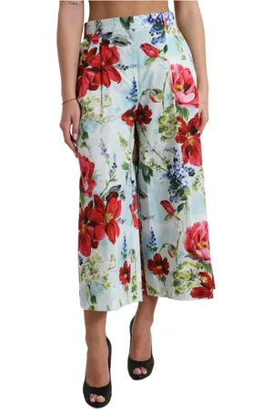 Dolce & Gabbana Bukser, Dame, Flerfarvet, S, Bomuld, Blomstret Wide-Leg Culottes