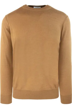 Paolo Pecora Strik, Herre, Brun, L, Uld, Brun Crew Neck Sweater Regular Fit