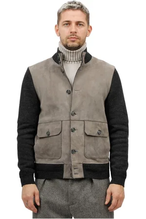 THE JACK LEATHERS Jakke, Herre, Grå, XL, Uld, Rensdyr Uldjakke med Ærmer