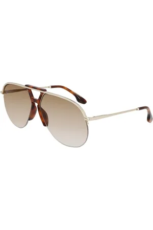Victoria Beckham Tilbehør, Dame, Grå, 64 MM, Uld, Metal Solbriller i Guld og Brun
