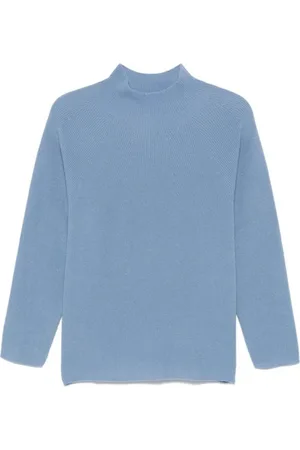 LE TRICOT PERUGIA Strik, Dame, Blå, M, Uld, Blå Ribstrikket Sweater