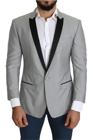 Dolce & Gabbana Jakke, Herre, Grå, L, Uld, Klassisk Fit Silke Blazer Grå