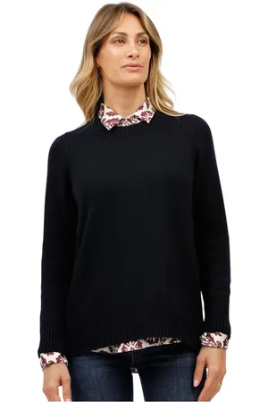 Gran Sasso Strik, Dame, Blå, M, Rundhalset sweater