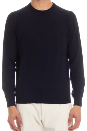 COLOMBO Strik, Herre, Blå, XL, Cashmere, Blå Cashmere Sweater Zig-Zag Mønster