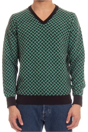 DRUMOHR Strik, Herre, Grøn, M, Cashmere, Kashmir sweater med småkagemønster