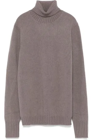 DRUMOHR Strik, Herre, Grå, XL, Cashmere, Kashmir Taupe Sweater Strik Rullekrave