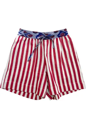 Claramonte Shorts, Herre, Rød, ONE SIZE, Bomuld, Stribet bomuldsshorts med elastisk talje