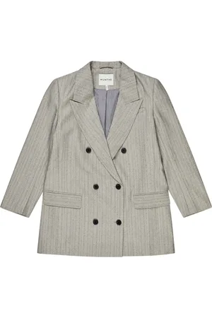 Munthe Jakke, Dame, Grå, M, Polyester, Elegant Stribet Blazer med Sten
