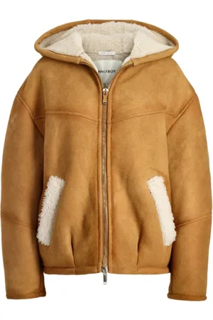 Halfboy Sweathshirts & Hoodies, Dame, Brun, S, Uld, Shearling Hættetrøje i Honningfarve
