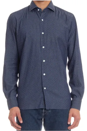 BARBA Skjorte, Herre, Blå, 3XL, Denim, Denim Skjorte med Perlemorsknapper