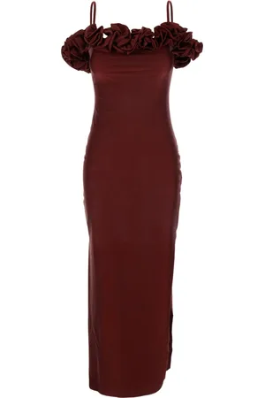 COPERNI Kjole, Dame, Rød, M, Uld, Ruffle Bordeaux Kjole