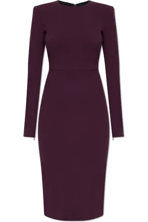 Victoria Beckham Kjole, Dame, Lilla, XS, Uld, Kjole med skulderpuder