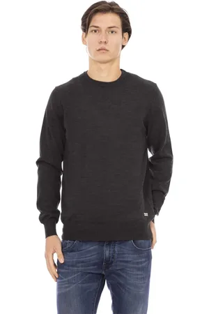 BALDININI Strik, Herre, Grå, L, Trendy Rund Hals Monogram Top