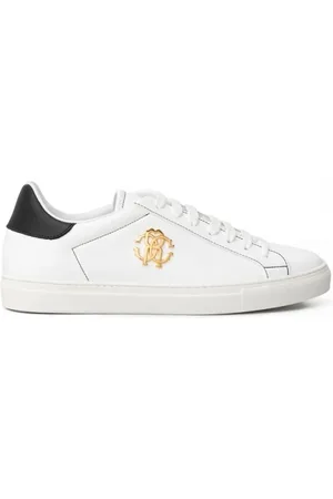 Roberto Cavalli Sko, Herre, Hvid, 45 EU, Læder, Hvid Læder Sneaker