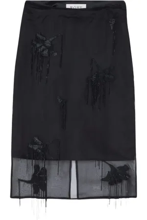 Rohe Nederdel, Dame, Sort, M, Organza, Tulip Organza Nederdel Pyntet Sort