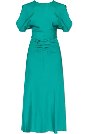 Victoria Beckham Kjole, Dame, Grøn, XS, Uld, Draped Kjole