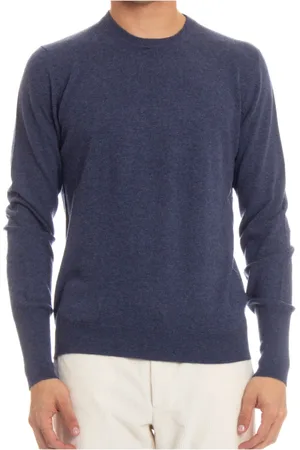 BALLANTYNE Strik, Herre, Blå, 2XL, Uld, Kashmir Vintertrøje
