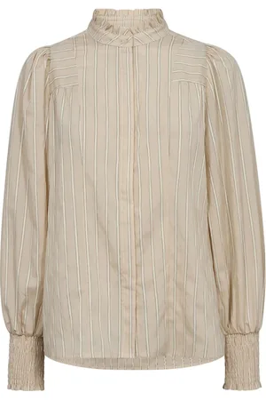 Co`Couture Bluser & Skjorter, Dame, , XS, Bomuld, Stribet skjortebluse med smock-manchetter