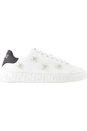VERSACE Sko, Dame, Hvid, 37 EU, Canvas Hvide Sneakers - La Greca