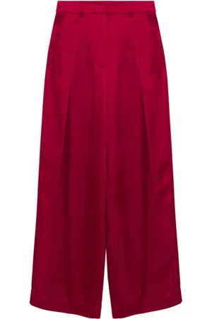 Simkhai Bukser, Dame, Rød, M, Polyester, Kirsebær Wide-Leg Plisserede Bukser
