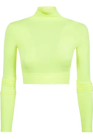 Balenciaga Strik, Dame, Gul, S, Bomuld, Cropped Turtleneck Sweaters