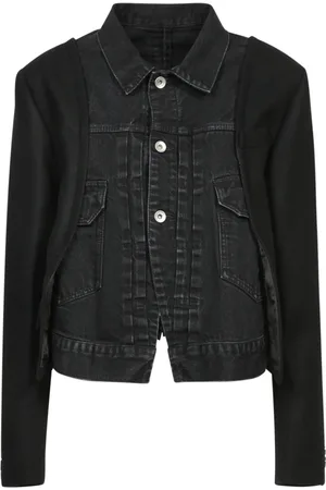 SACAI Jakke, Dame, Sort, L, Uld, Sort Denim Uld Jakke