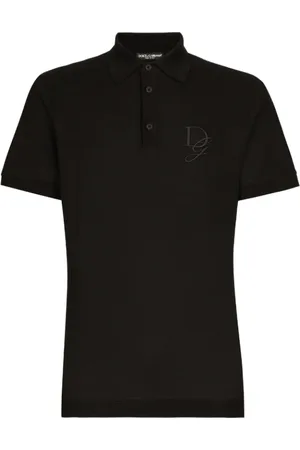 Dolce & Gabbana Top, Herre, Sort, L, Bomuld, Sort Broderet Jersey Polo Skjorte
