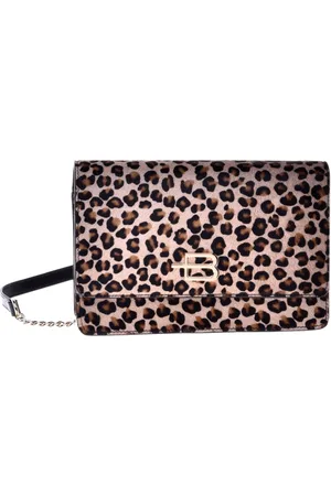 BALDININI Taske, Dame, Flerfarvet, ONE SIZE, Uld, Wallet with crossbody strap in leopard-print pony skin