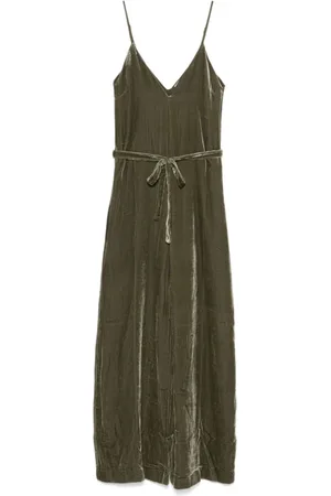 Gold Hawk Jumpsuits & Playsuits, Dame, Grøn, S, Grøn Velvet Palazzo Kjole med V-hals